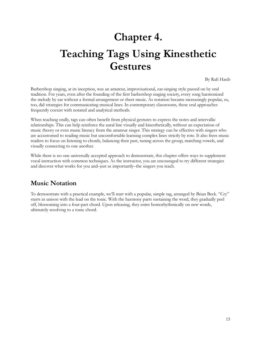 Barbershop Tag Singing:  A Music Educator's Guide to Using Barbershop Tags in the Classroom
