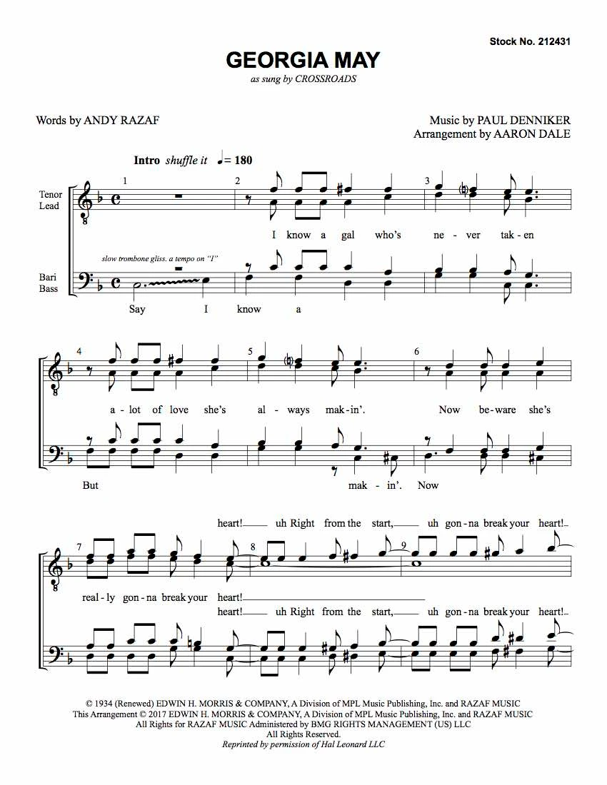 Georgia May (TTBB) (arr. Dale) - Download