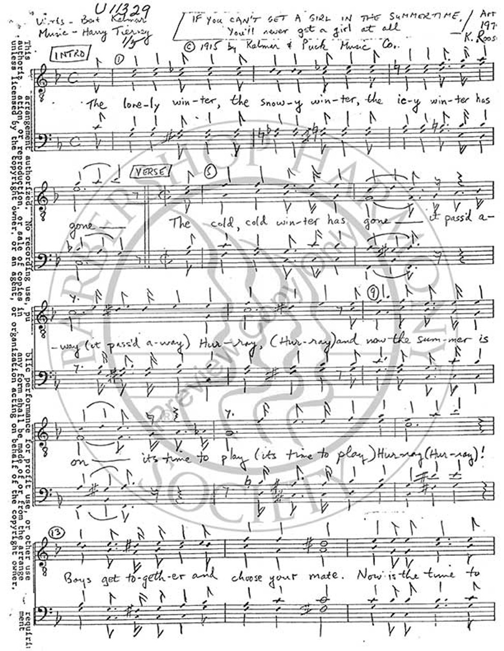 If You Can't Get A Girl In The Summertime (TTBB) (arr. Kirk Roose)-UNPUB