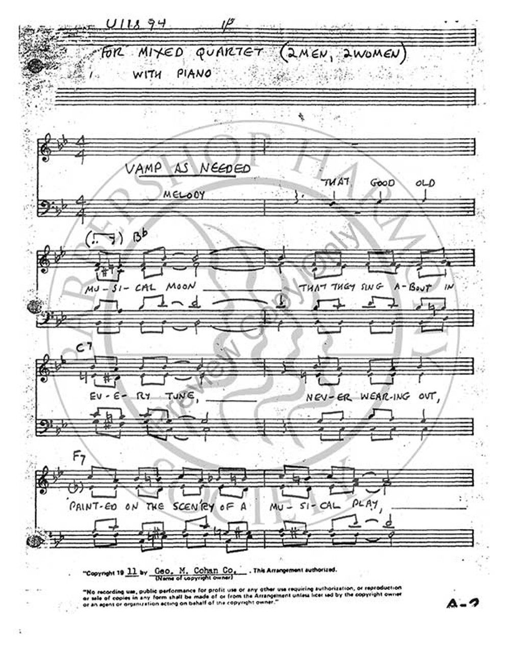 Musical Moon (SATB + Piano) (SATB) (arr. Burt Szabo)-UNPUB
