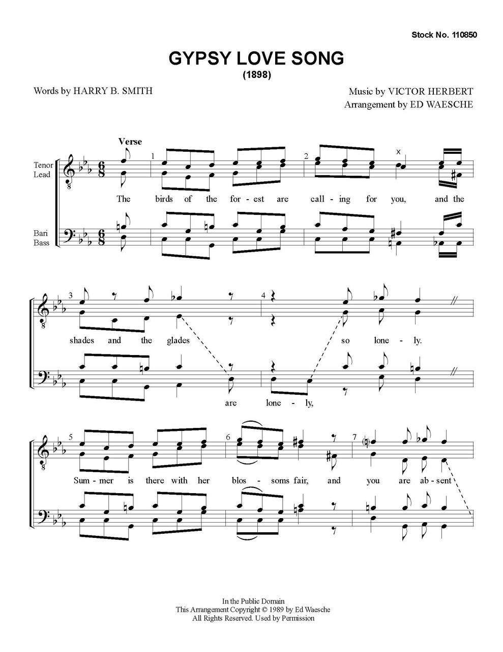 Gypsy Love Song (TTBB) (arr. Ed Waesche)-UNPUB