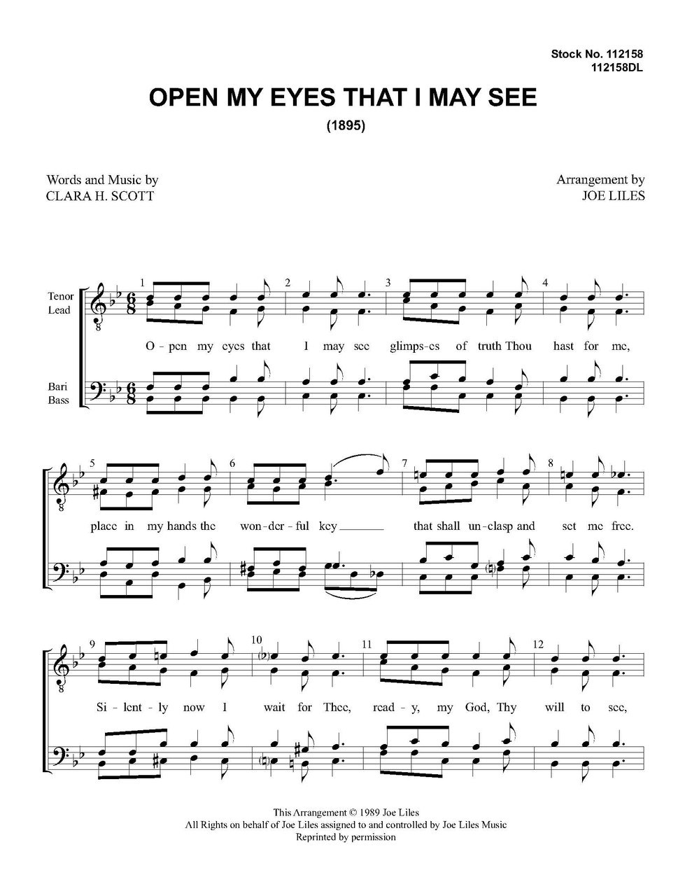 Open My Eyes That I May See (TTBB) (arr. Joe Liles)