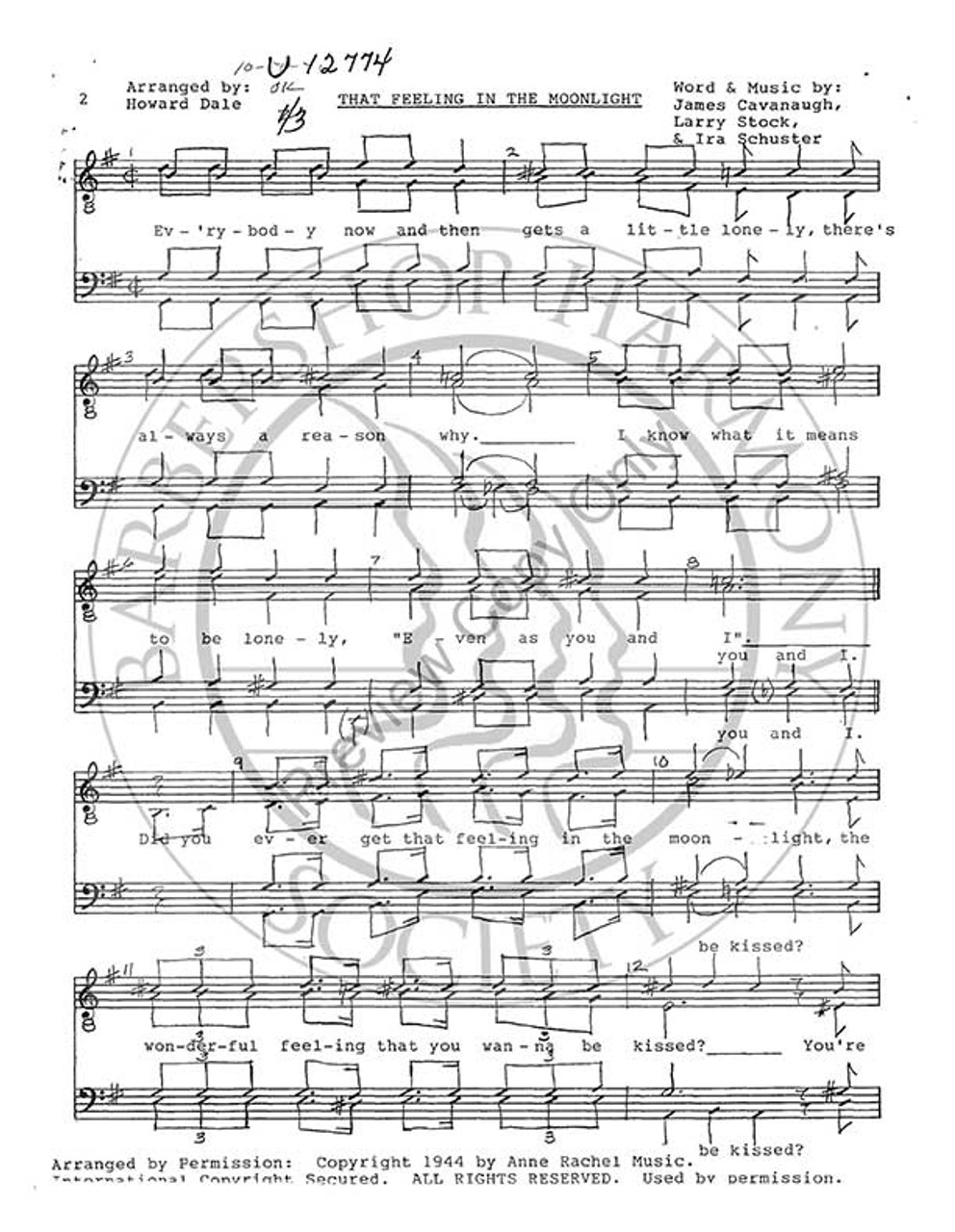 That Feeling In The Moonlight (TTBB) (arr. Howard Dale)-UNPUB