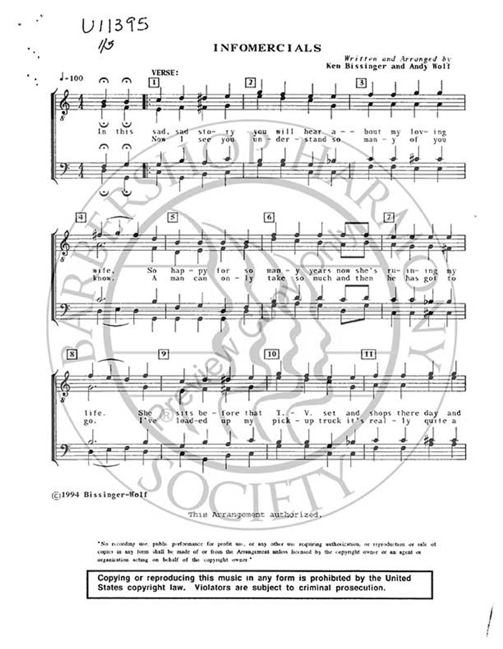 Infomercials (TTBB) (arr. Andy Wolf)-UNPUB