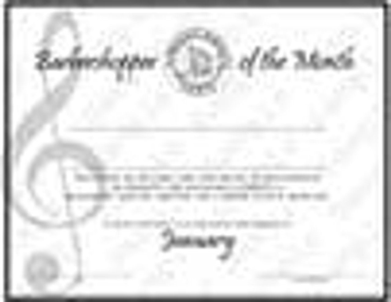 Barbershopper of the Month Certificate