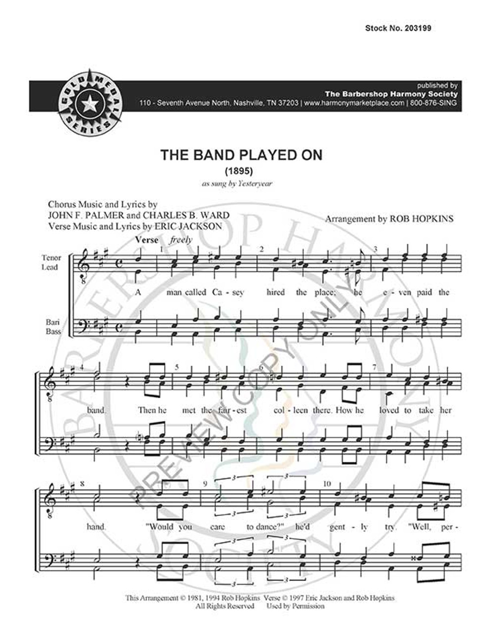 The Band Played On (TTBB) (arr. Hopkins)