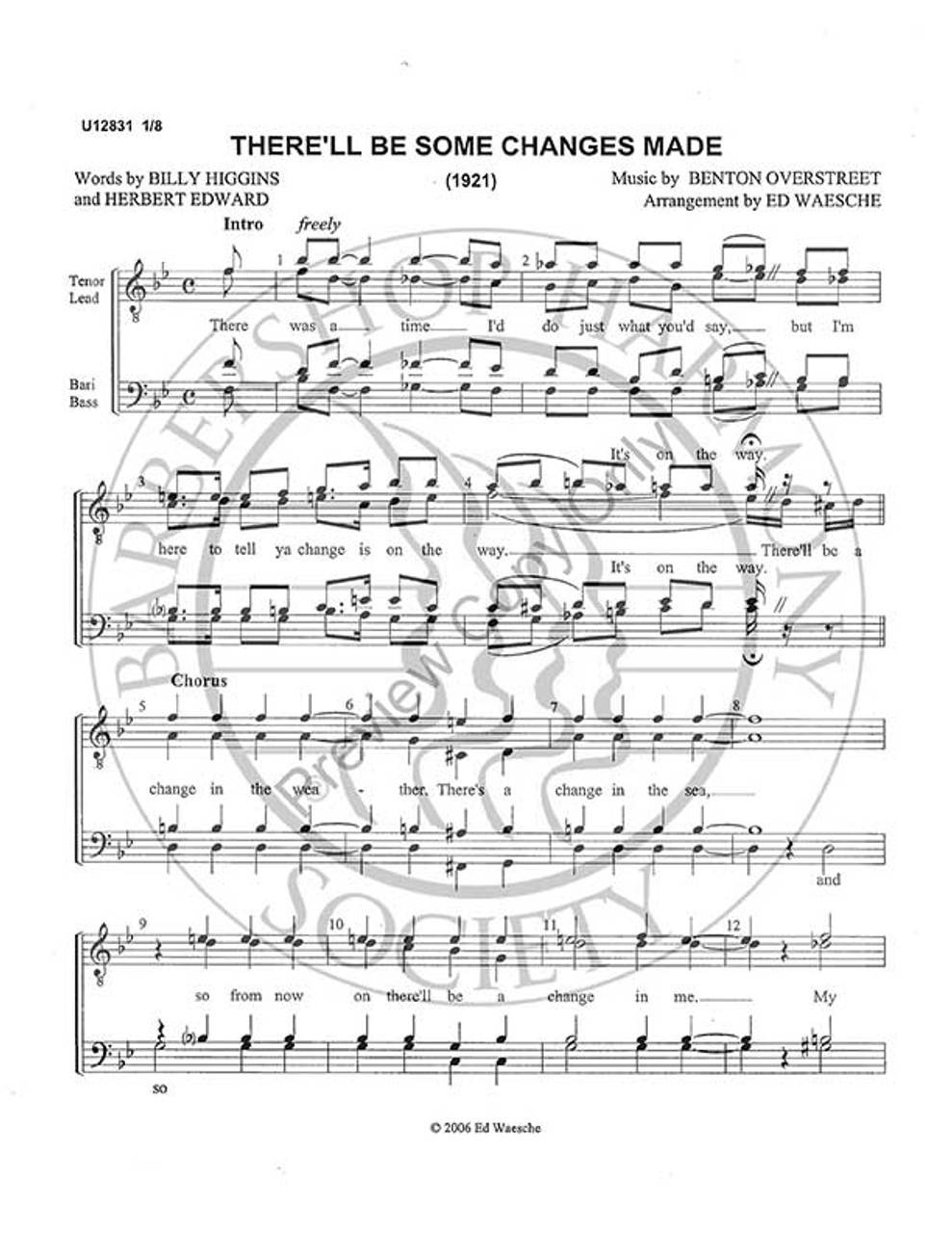 There'll Be Some Changes Made 1 (TTBB) (arr. Ed Waesche)-UNPUB