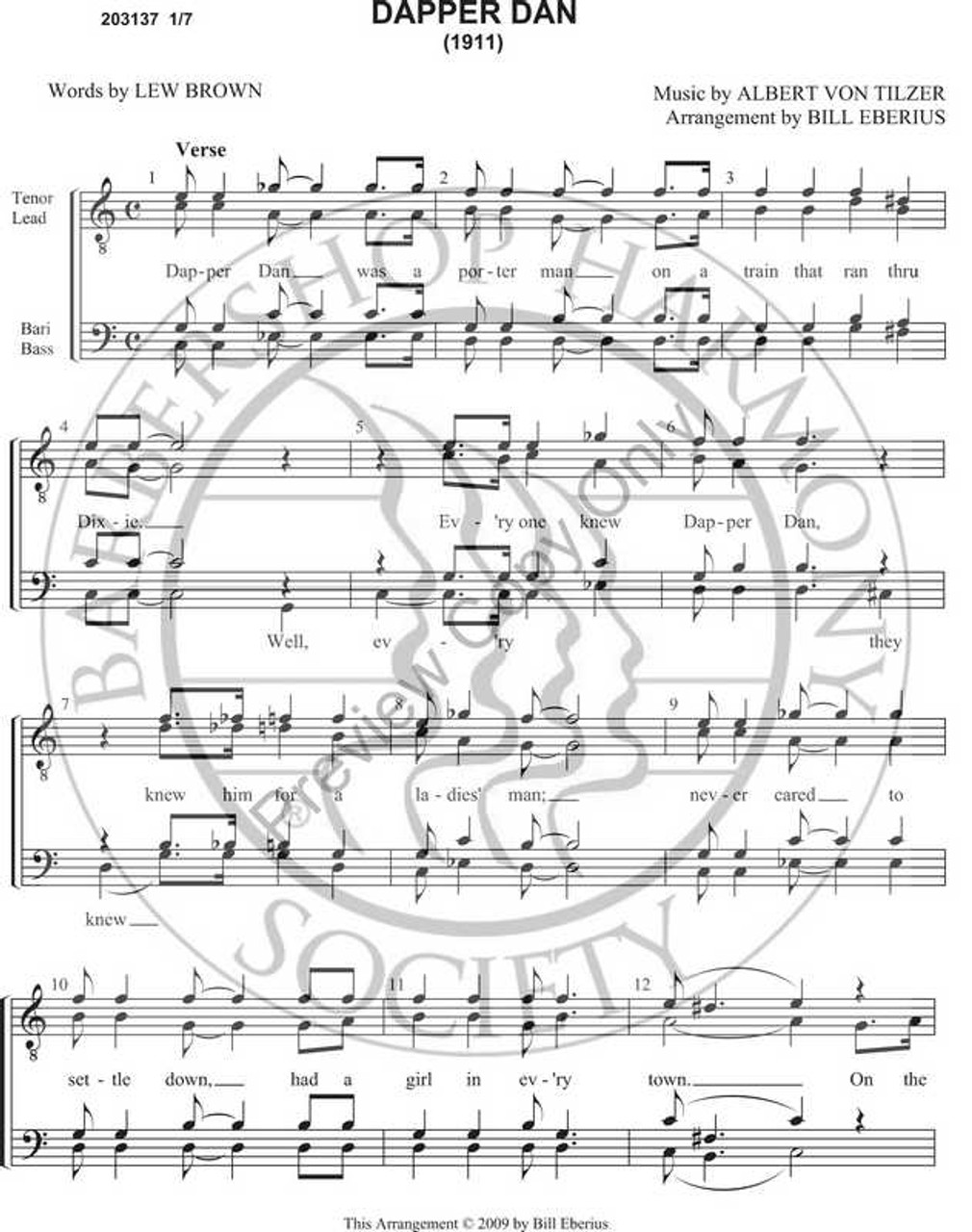 Dapper Dan (TTBB) (arr. Bill Eberius)-UNPUB