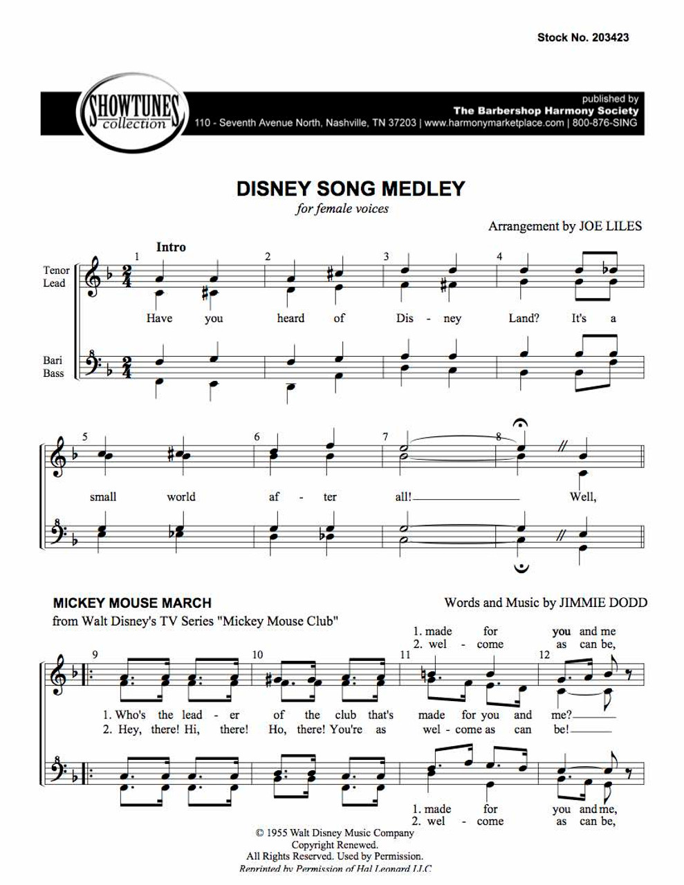 Disney Song Medley (SSAA) (arr. Liles)