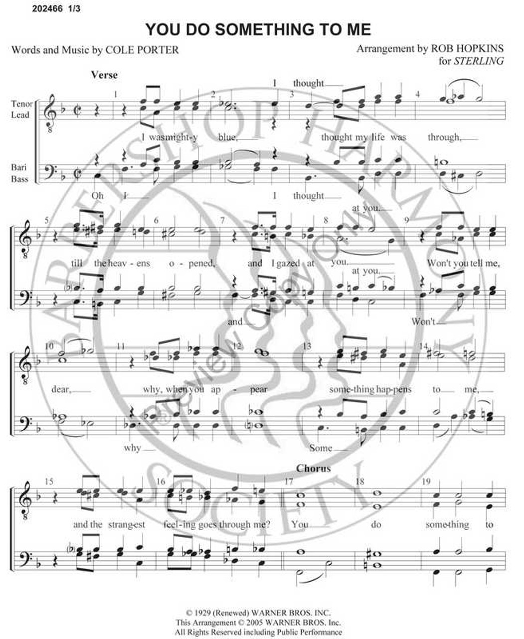 You Do Something To Me (TTBB) (arr. Rob Hopkins)-UNPUB