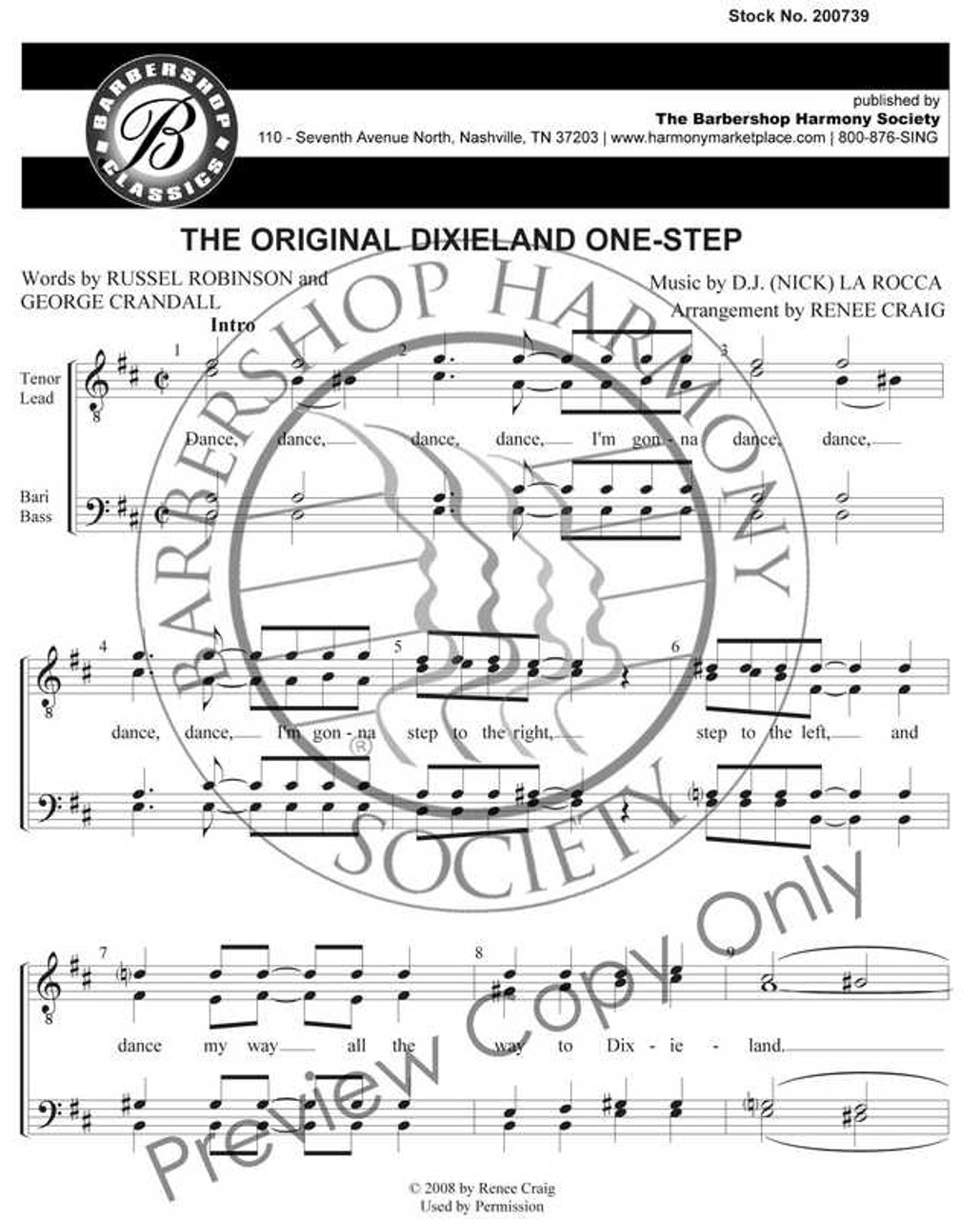 Original Dixieland One Step (TTBB) (arr. Craig)