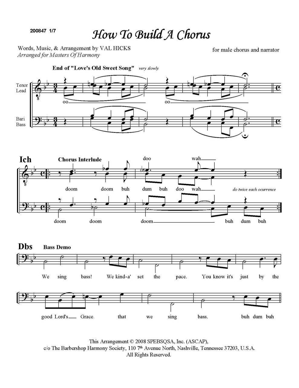 How To Build A Chorus (TTBB) (Val Hicks)