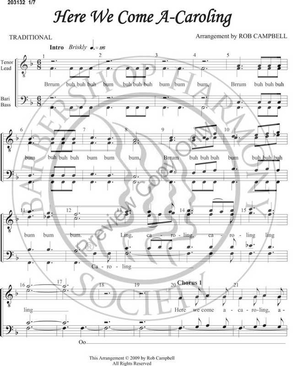 Here We Come A-Caroling (TTBB) (arr. Campbell)