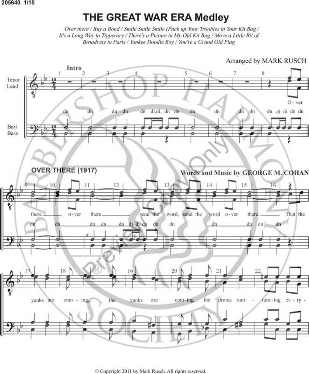 The Great War Era Medley (TTBB) (arr. Mark Rusch)-UNPUB