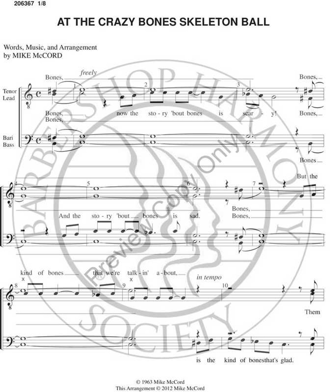 At The Crazy Bones Skeleton Ball (TTBB) (arr. Michael McCord)-UNPUB