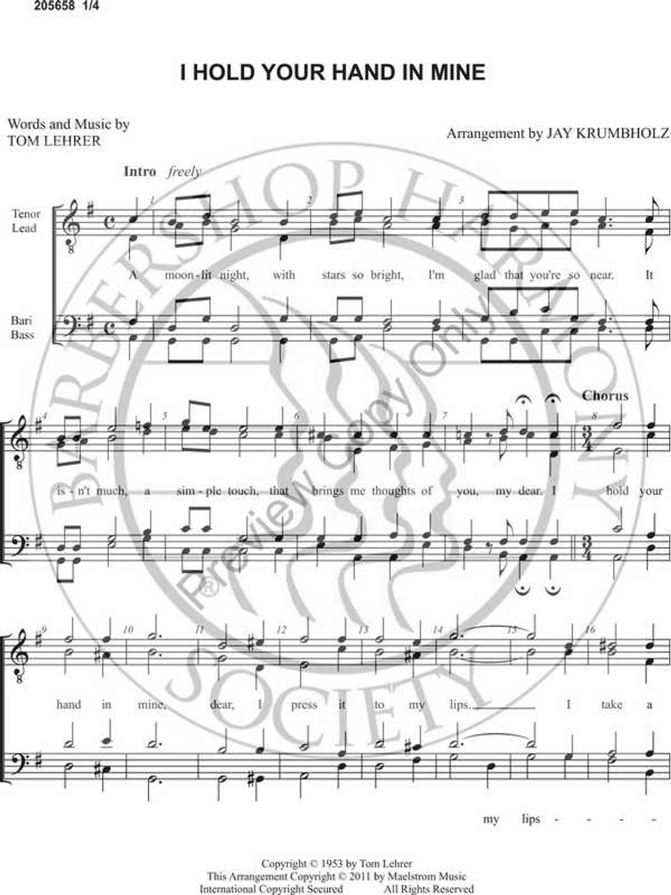 I Hold Your Hand In Mine (TTBB) (arr. Gerald Krumbholz)-UNPUB