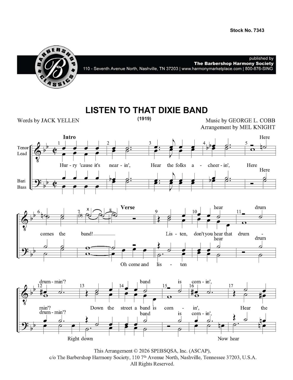 Listen To That Dixie Band (TTBB) (arr. Knight)