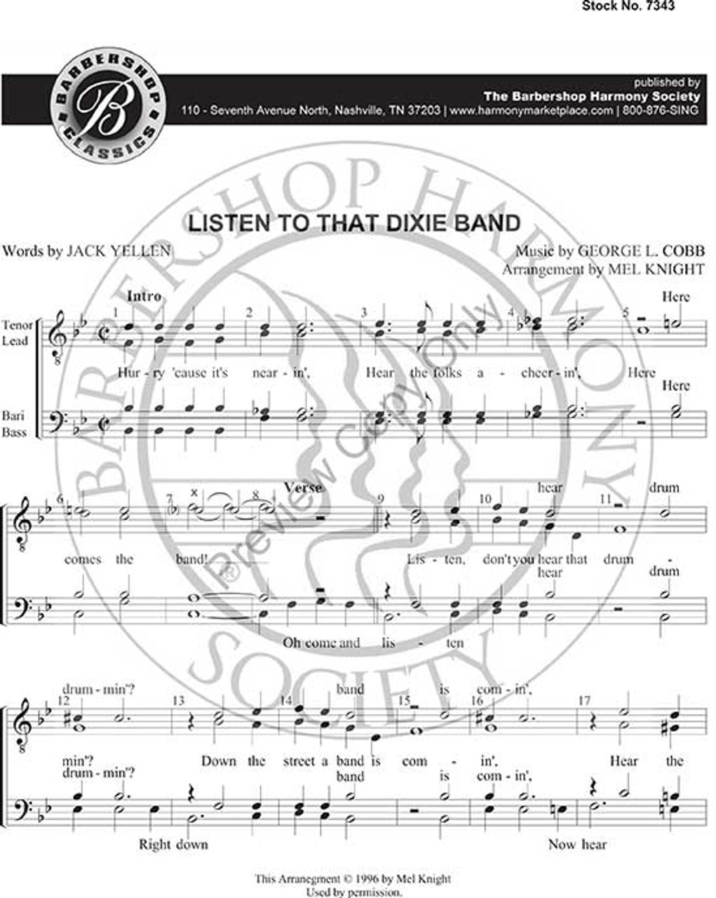 Listen To That Dixie Band (TTBB) (arr. Knight)