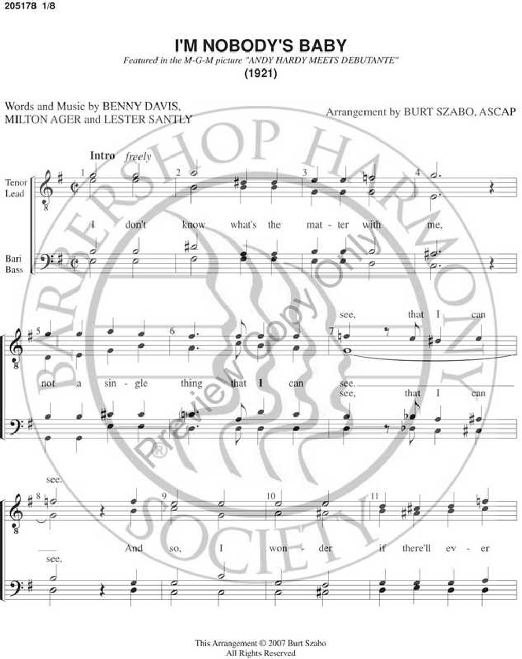 I'm Nobody's Baby 1 (TTBB) (arr. Burt Szabo)-UNPUB