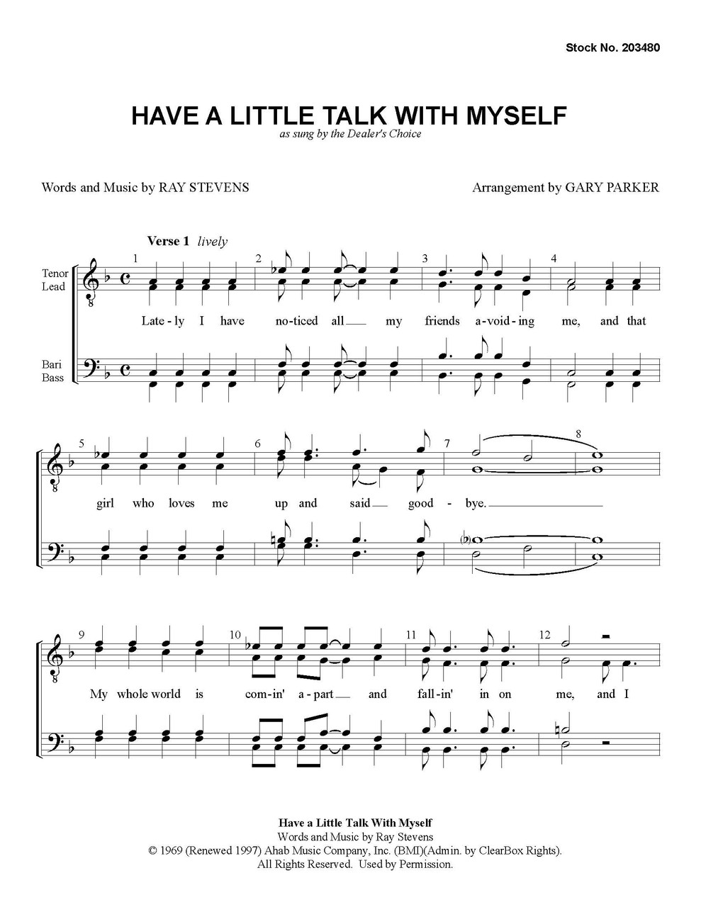 Have a Little Talk with Myself (TTBB) (arr. Parker)