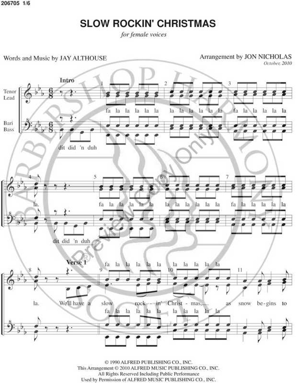 Slow Rockin' Christmas (SSAA) (arr. Jon Nicholas)-UNPUB