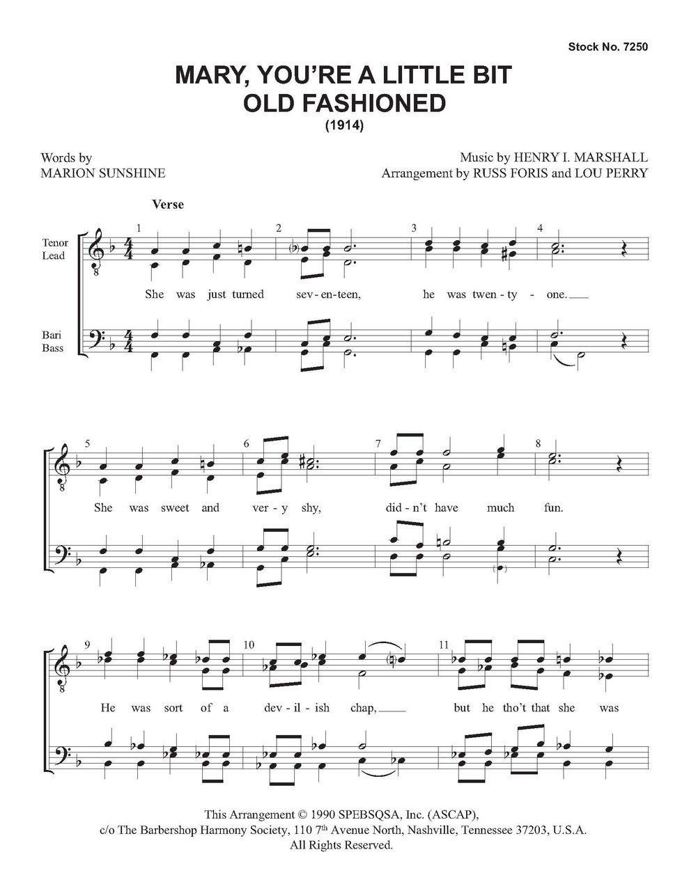 Mary, You're A Little Bit Old-Fashioned (TTBB) (arr. Foris/Perry)