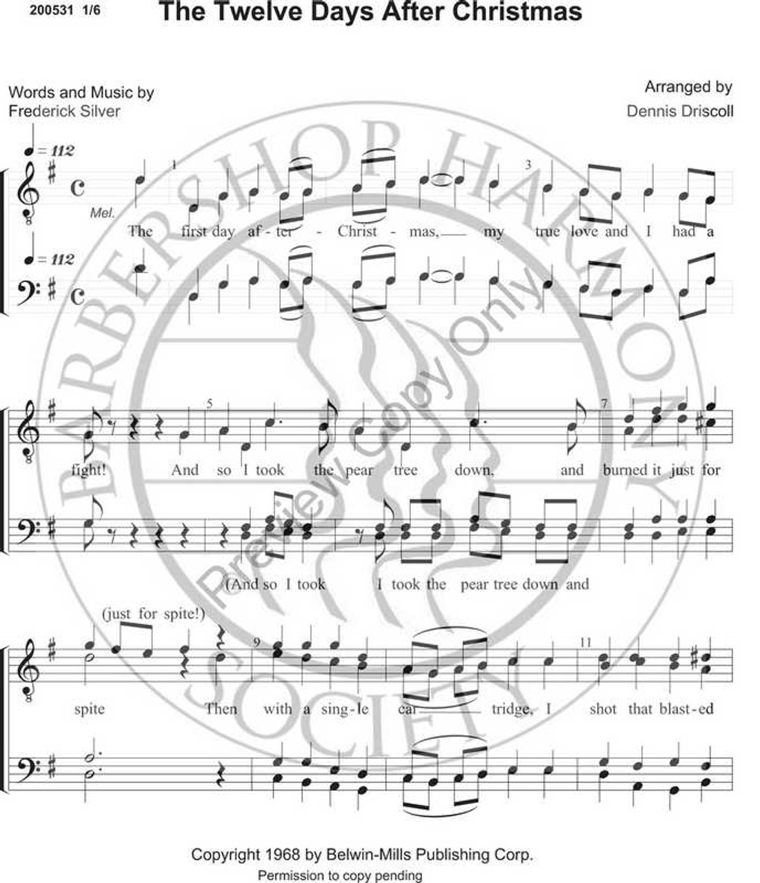 The Twelve Days After Christmas 1 (TTBB) (arr. Dennis Driscoll)-UNPUB