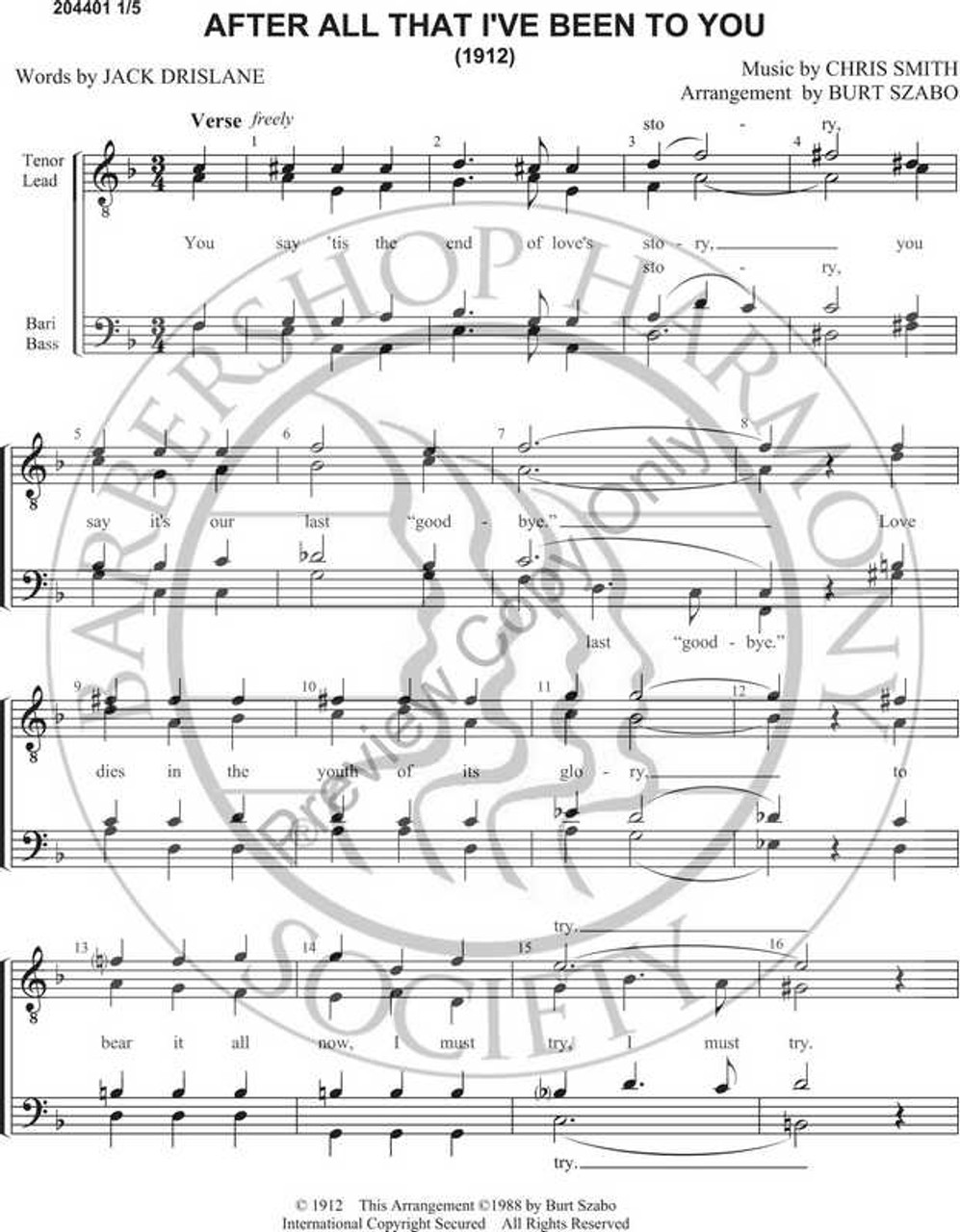 After All That I've Been To You (TTBB) (arr. Burt Szabo)-UNPUB