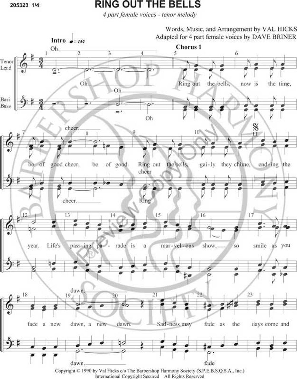 Ring Out The Bells (SSAA) (arr. Val Hicks)-UNPUB