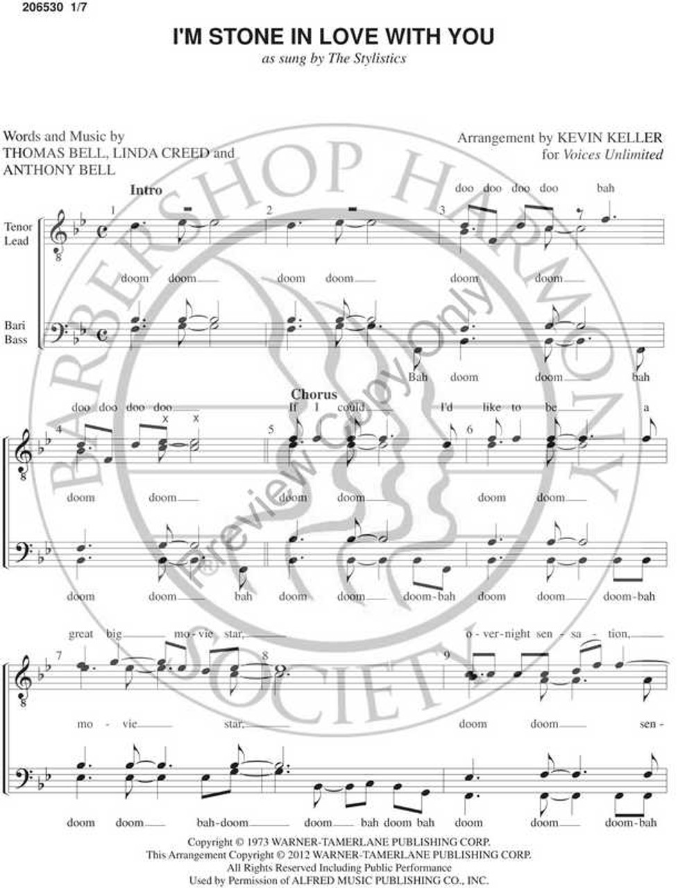 I'm Stone In Love With You (TTBB) (arr. Kevin Keller)-UNPUB