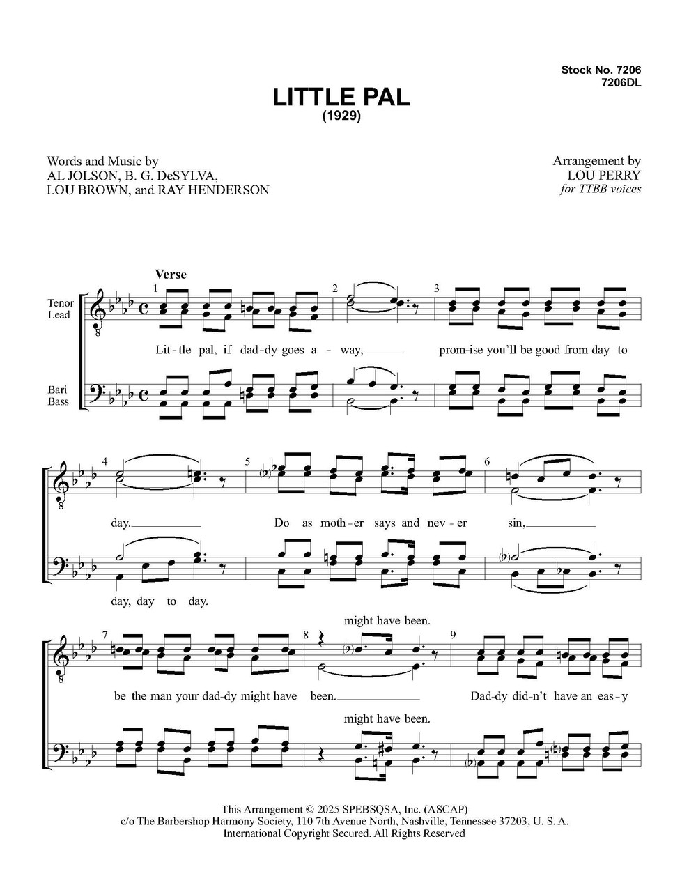 Little Pal (TTBB) (arr. Perry)