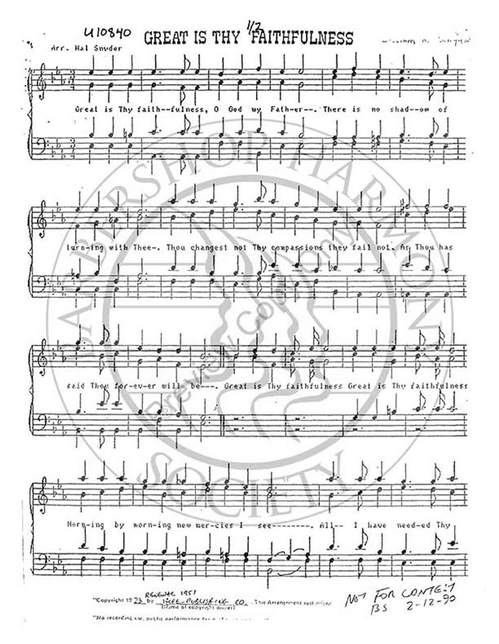 Great Is Thy Faithfulness 3 (TTBB) (arr. Hal Snyder)-UNPUB