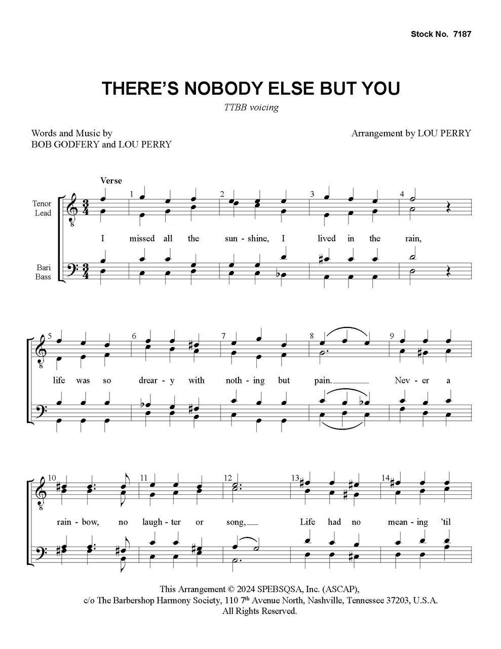 There's Nobody Else But You (TTBB) (arr. Perry)