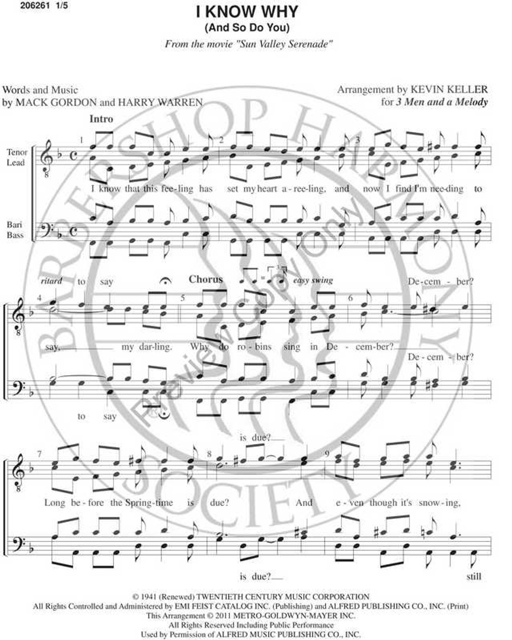 I Know Why And So Do You (TTBB) (arr. Kevin Keller)-Download-UNPUB