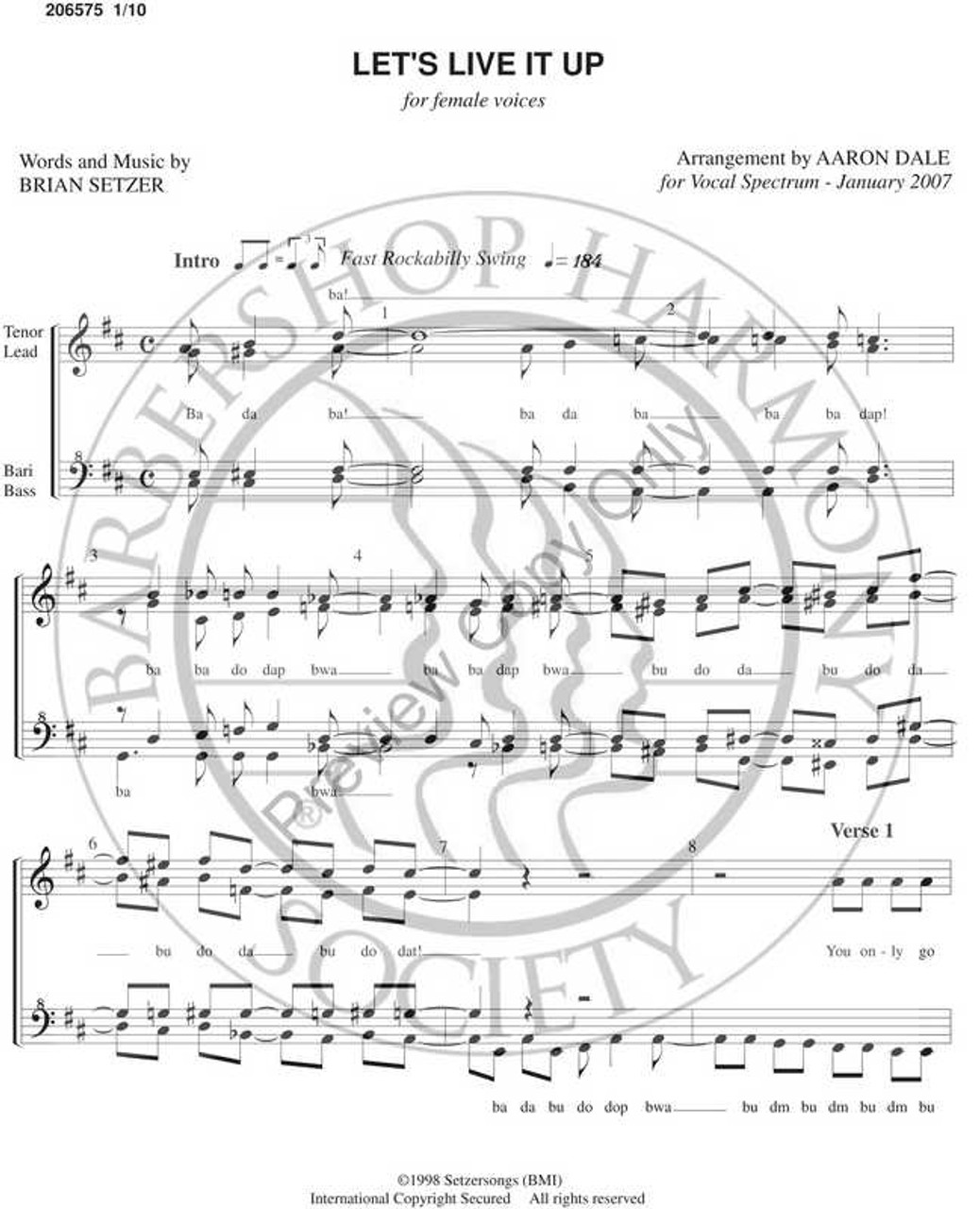 Let's Live It Up (SSAA) (arr. Aaron Dale)-Download-UNPUB