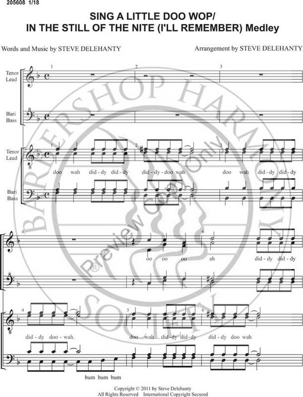 Sing A Little Doo Wop (TTBB) (arr. Stephen Delehanty)-Download-UNPUB