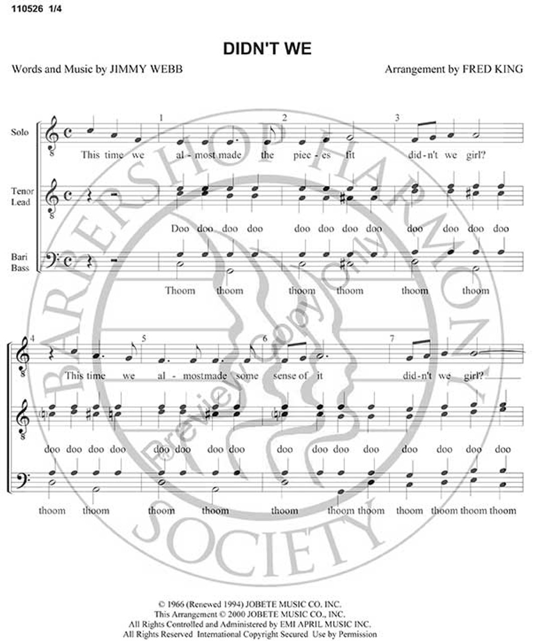 Didn't We (TTBB) (arr. Fred King)-Download-UNPUB