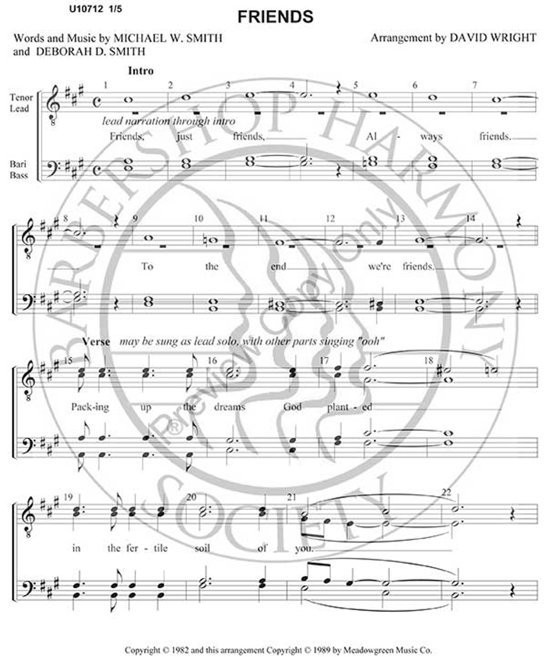 Friends (TTBB) (arr. David Wright)-Download