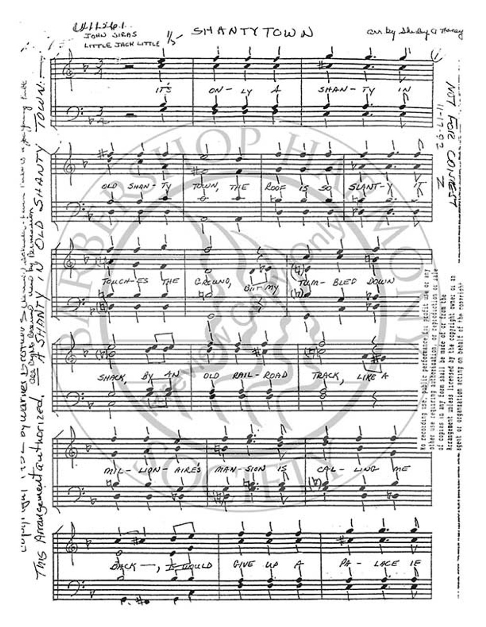 In A Shanty In Old Shanty Town 2 (TTBB) (arr. Shirley Maney)-Download-UNPUB