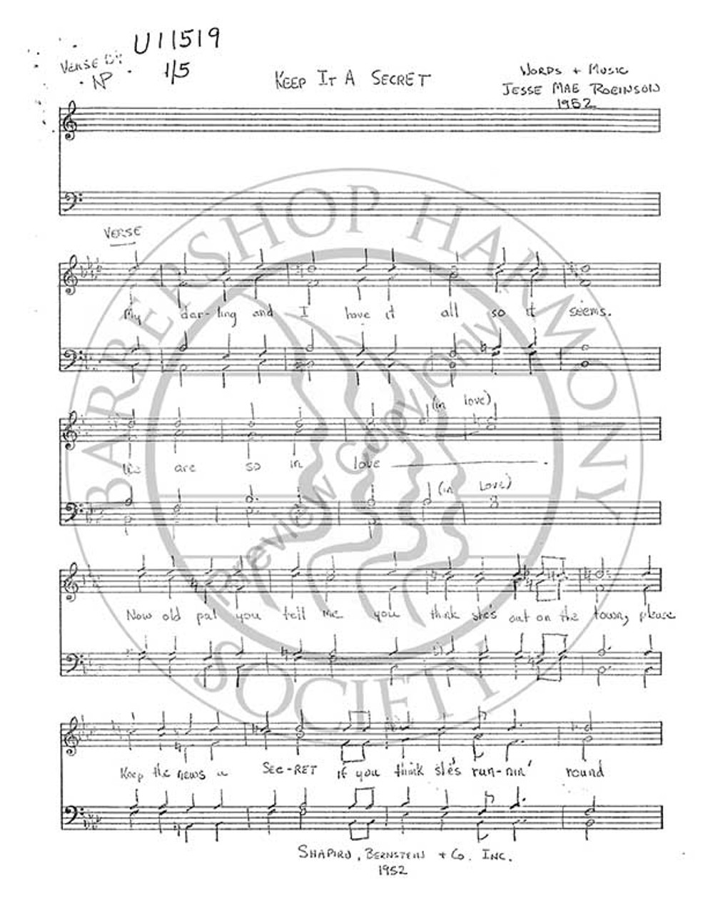 Keep It A Secret (TTBB) (arr. Nick Papageorge)-Download-UNPUB