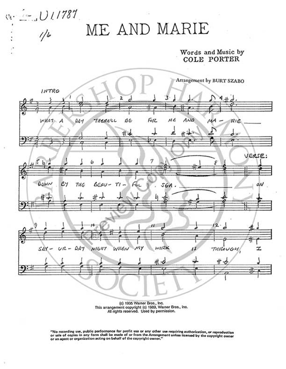 Me And Marie (TTBB) (arr. Burt Szabo)-Download-UNPUB