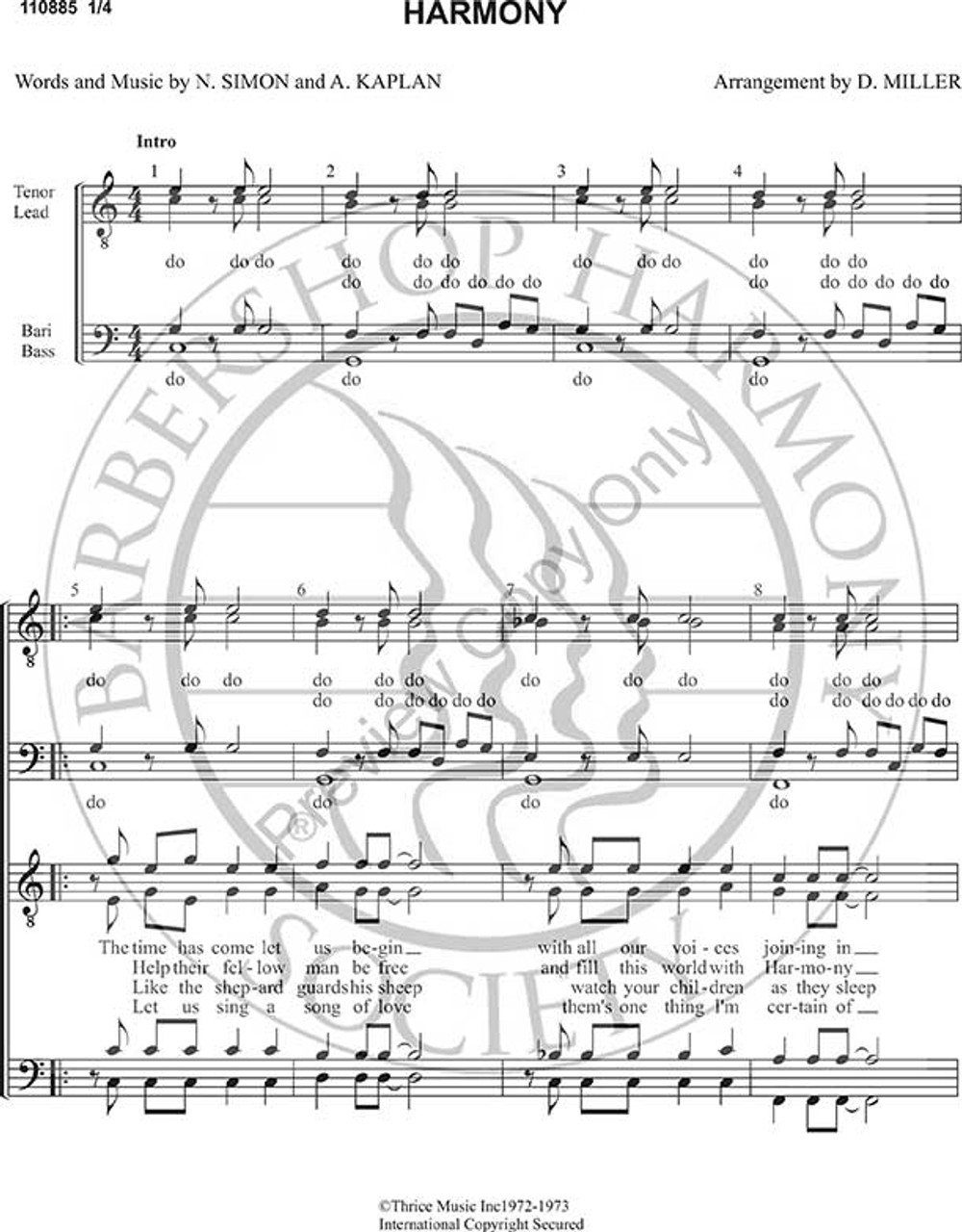 Harmony (TTBB) (arr. Douglas Miller)-Download-UNPUB