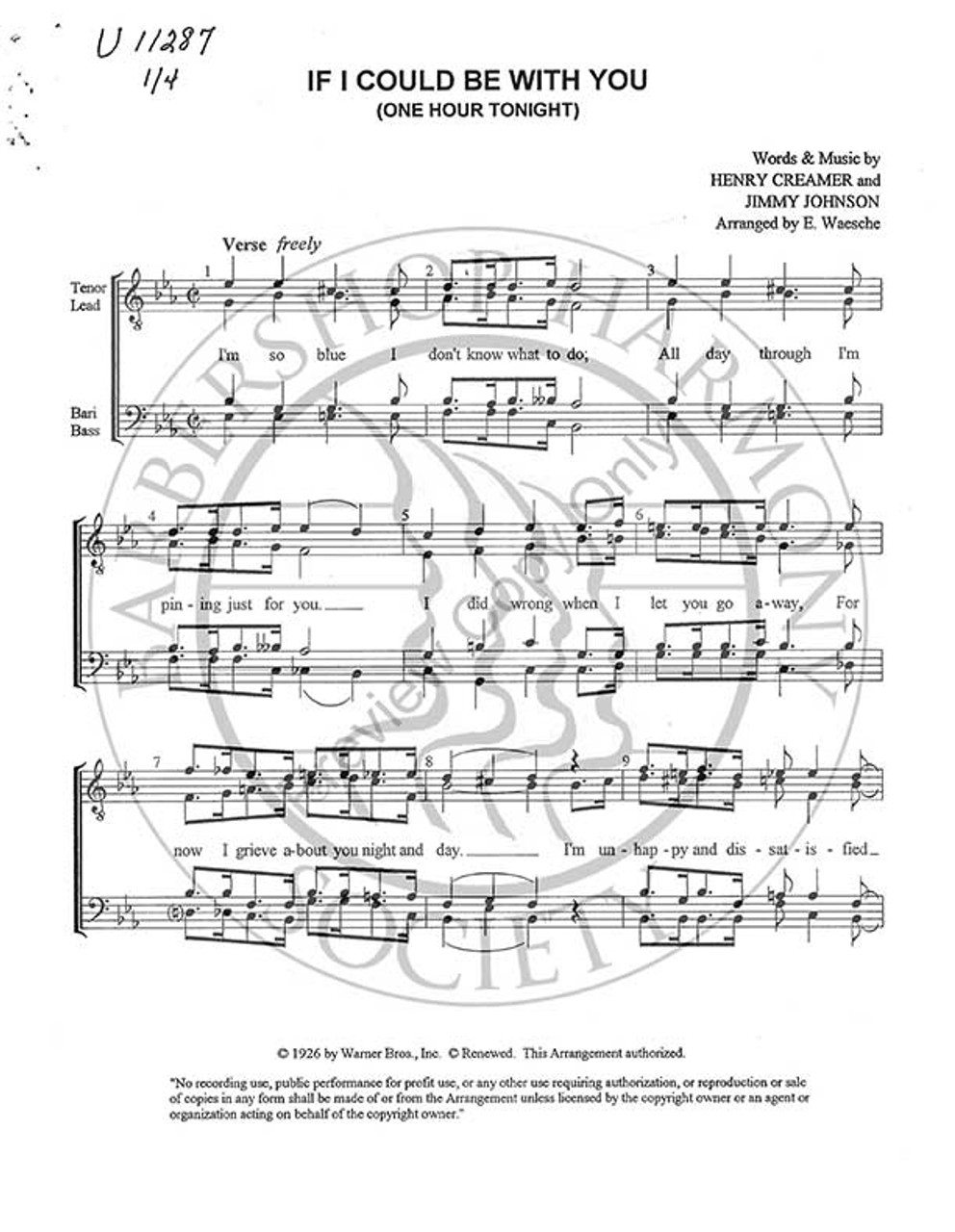 If I Could Be With You (TTBB) (arr. Ed Waesche)-Download-UNPUB