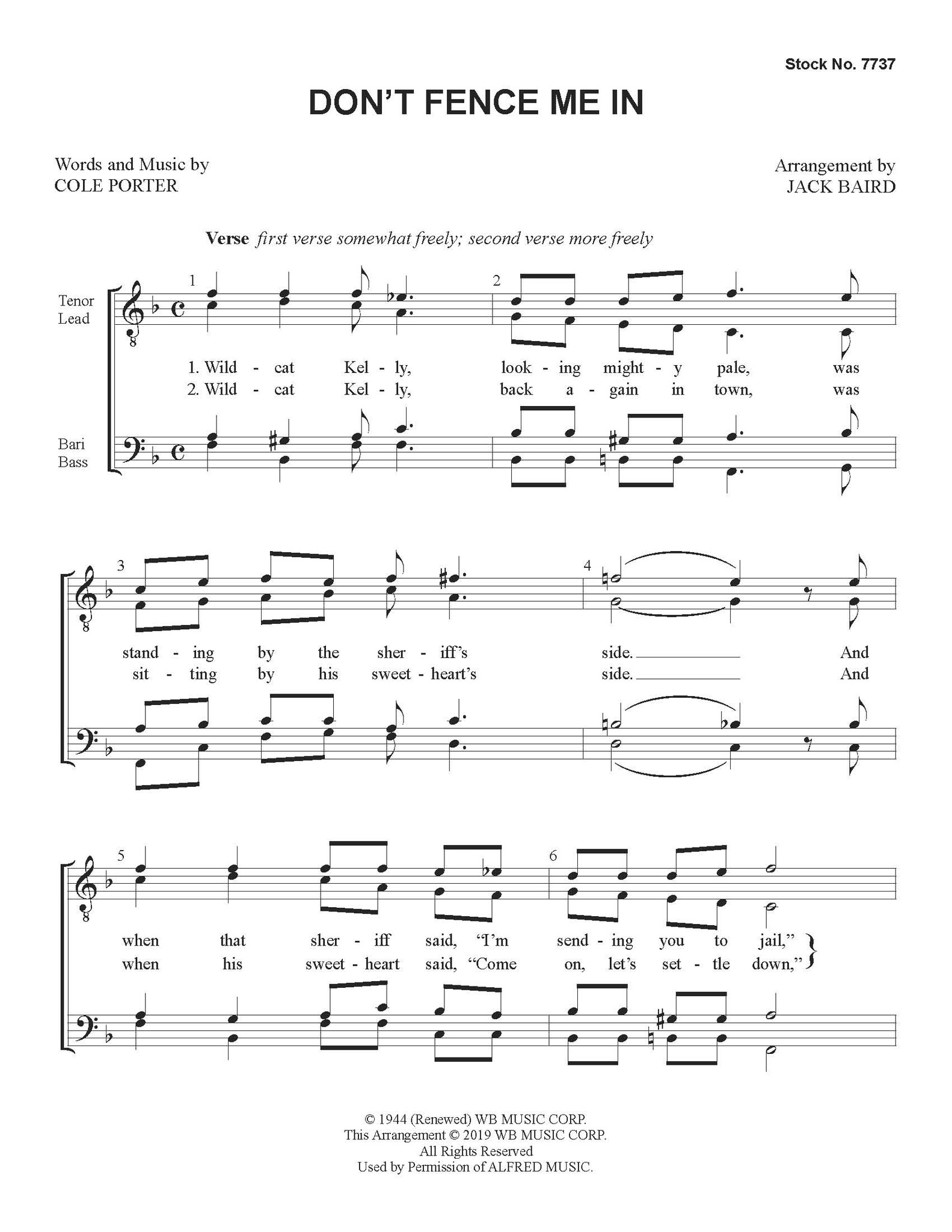 Don't Fence Me In (TTBB) (arr. Baird) Harmony Society