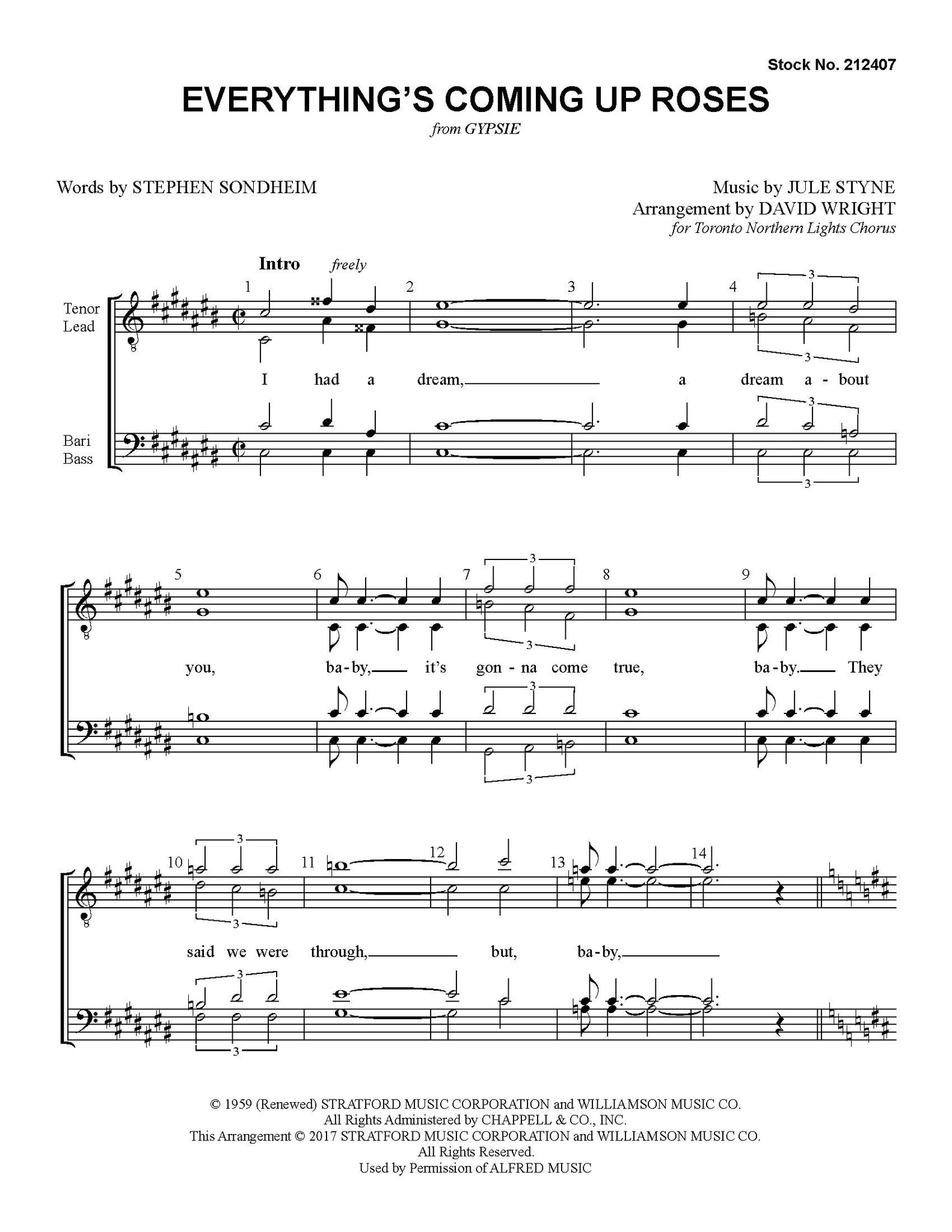 Everything's Coming Up Roses (TTBB) (arr. Wright) - Barbershop Harmony ...