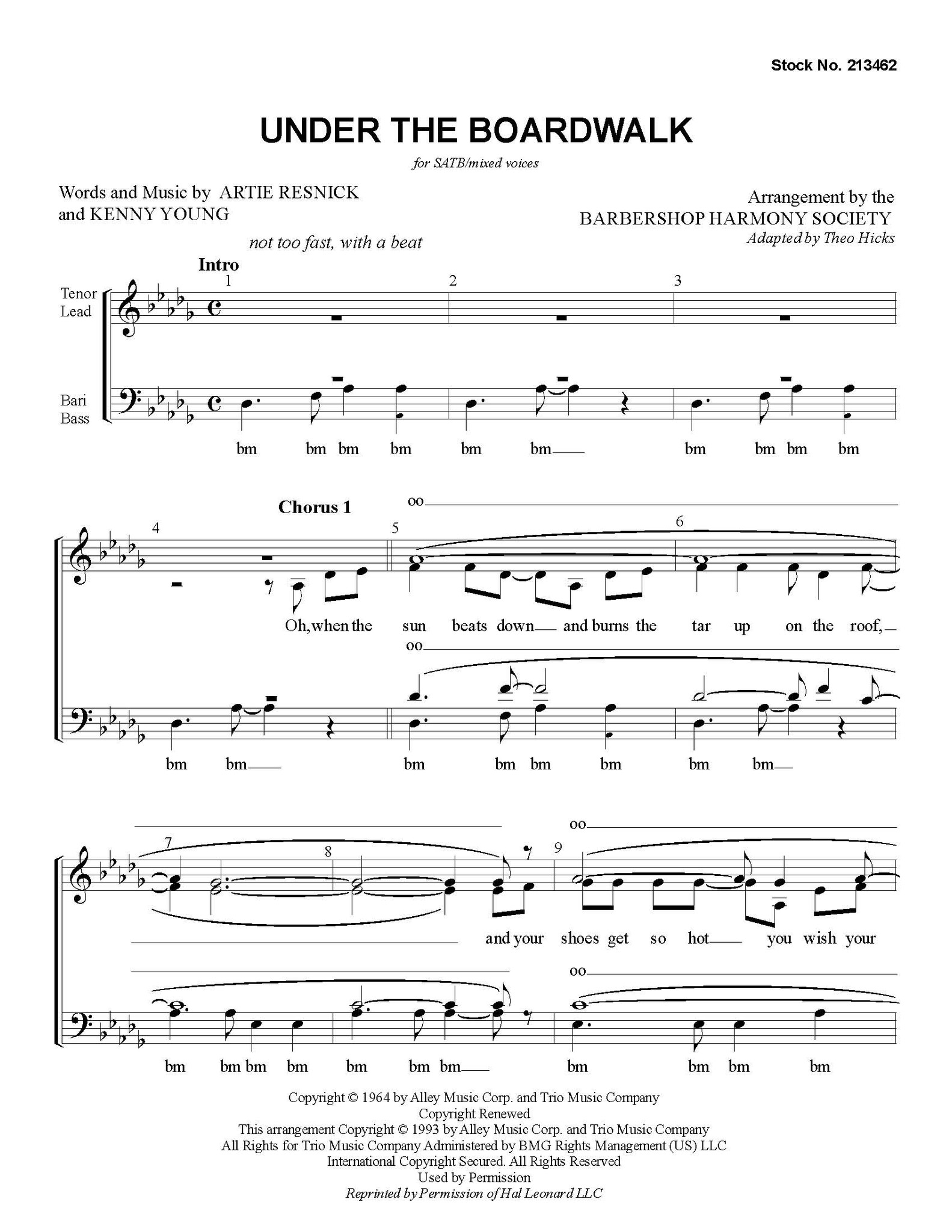 Under the Boardwalk (SATB) (arr. BHS) - Barbershop Harmony Society