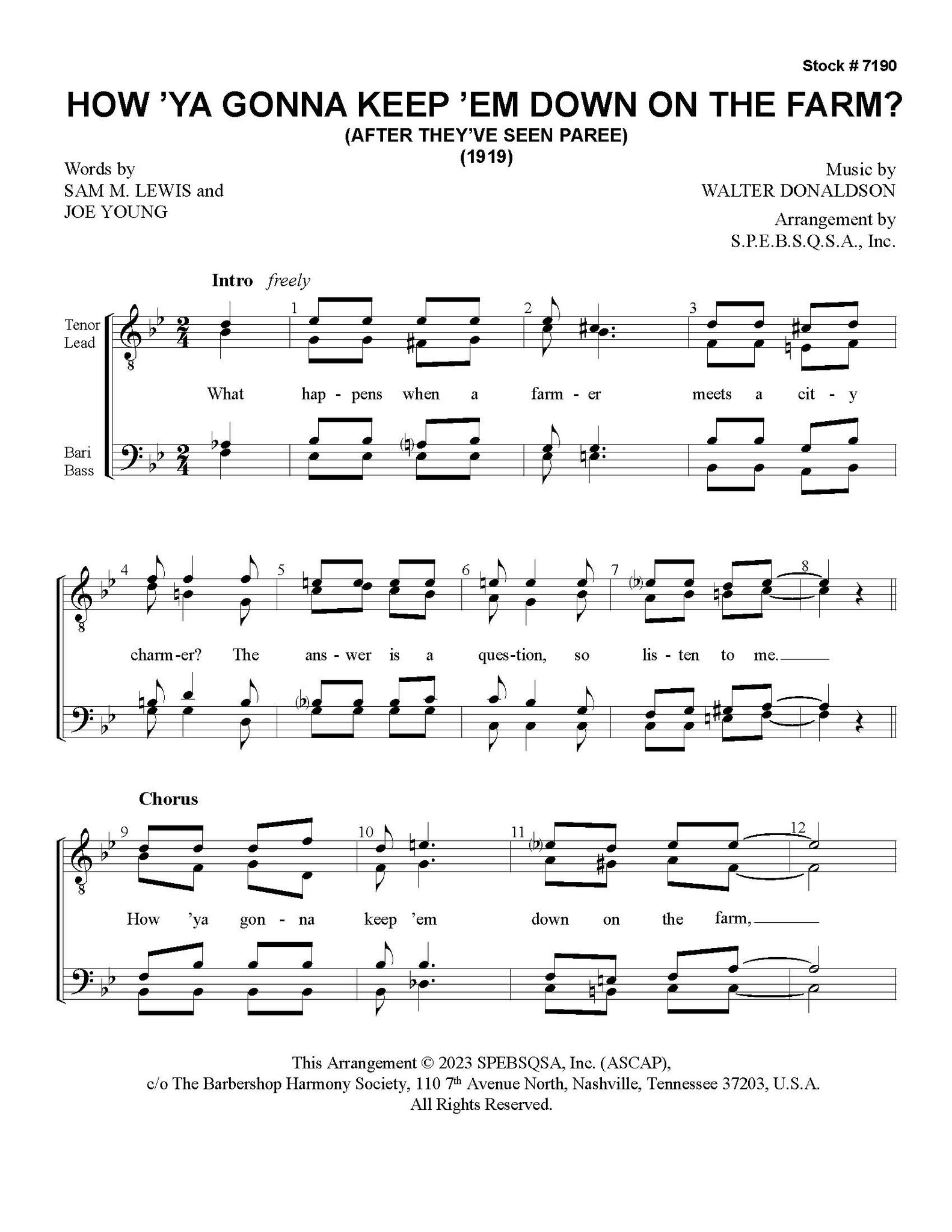 How 'Ya Gonna Keep 'Em Down On The Farm? (TTBB) Download