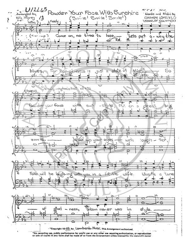 Powder Your Face With Sunshine (TTBB) (arr. Ellsworth Morey)UNPUB