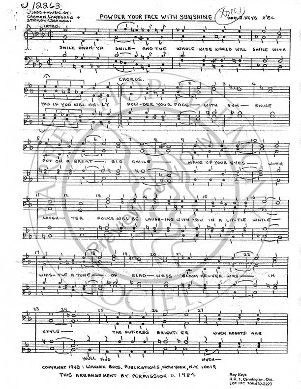 Powder Your Face With Sunshine 3 (TTBB) (arr. Roy Keys)UNPUB