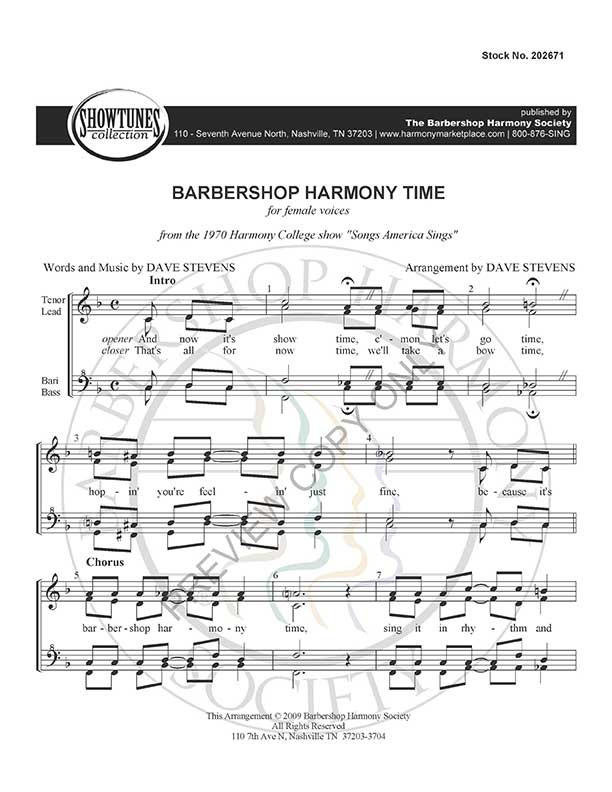 Harmony Time (SSAA) (arr. Stevens) Harmony Society